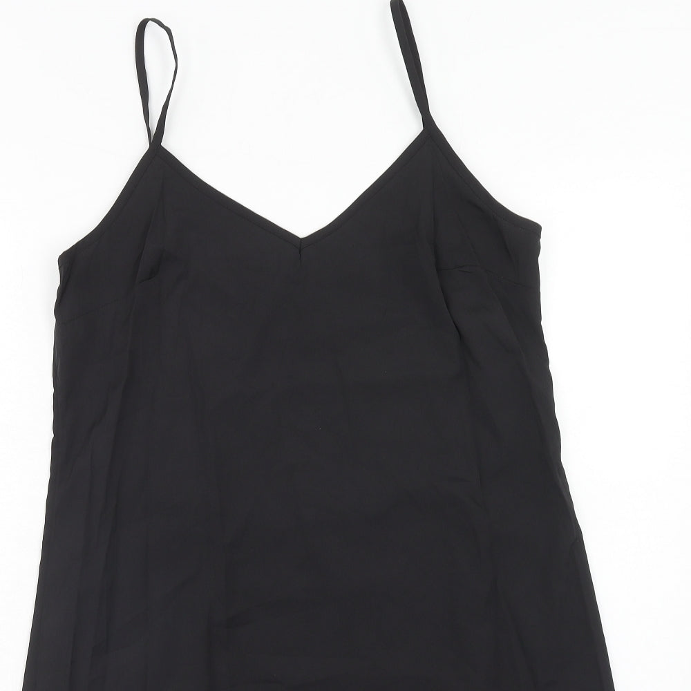 Marks and Spencer Womens Black Polyester Tank Dress Size 10 V-Neck Pullover