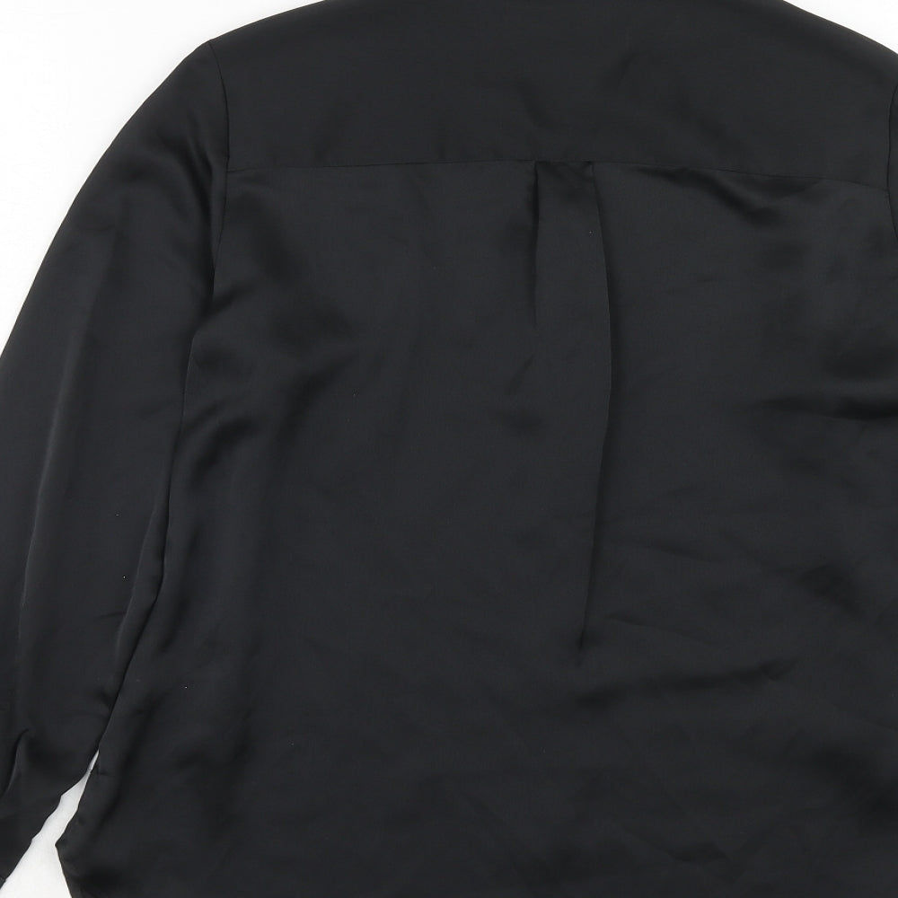 Marks and Spencer Womens Black Polyester Basic Button-Up Size 8 Collared