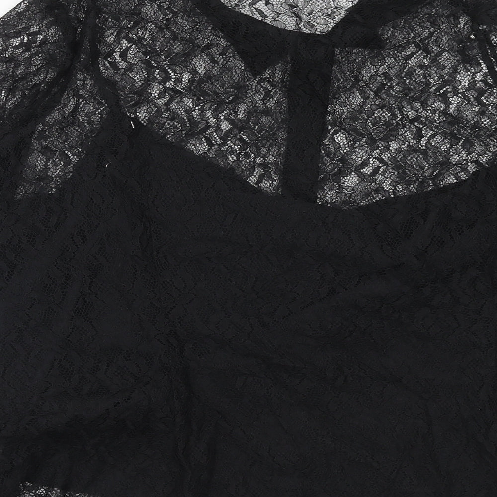 Marks and Spencer Womens Black Polyamide Basic Button-Up Size 20 Collared