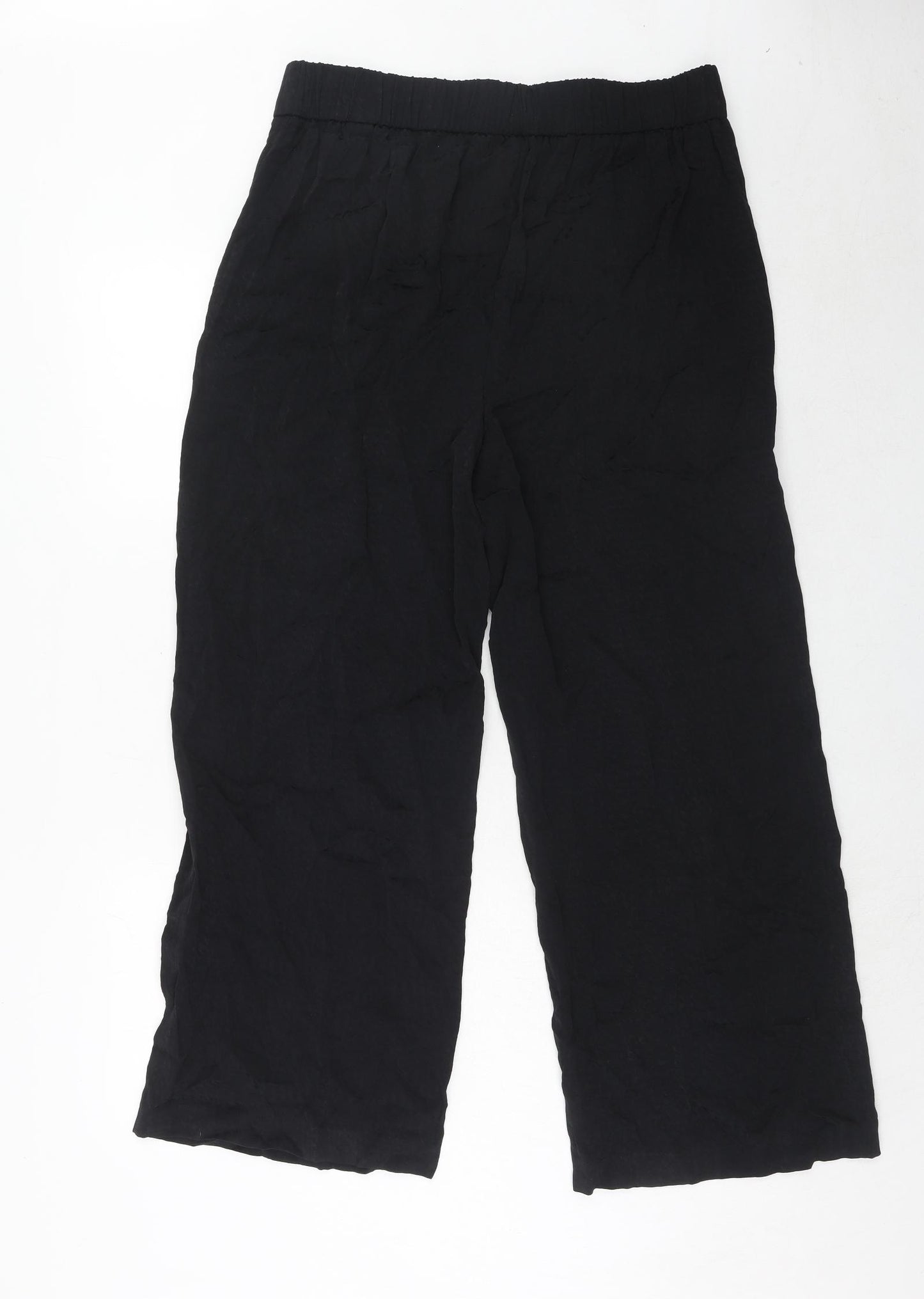 Marks and Spencer Womens Black Viscose Trousers Size 16 Regular