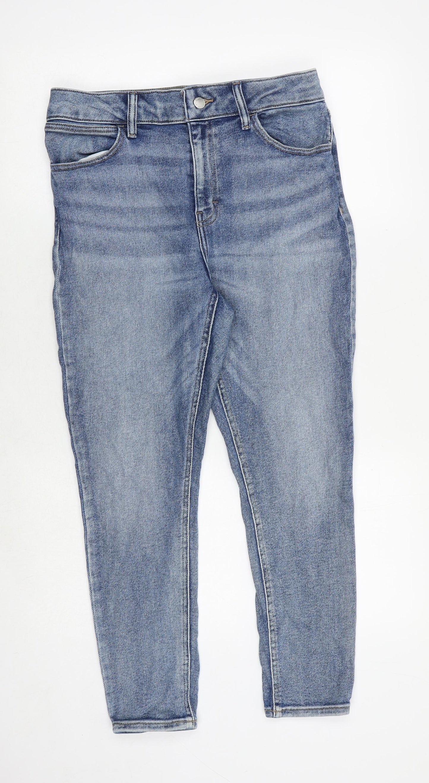 Topshop Womens Blue Cotton Skinny Jeans Size 34 in Regular Zip