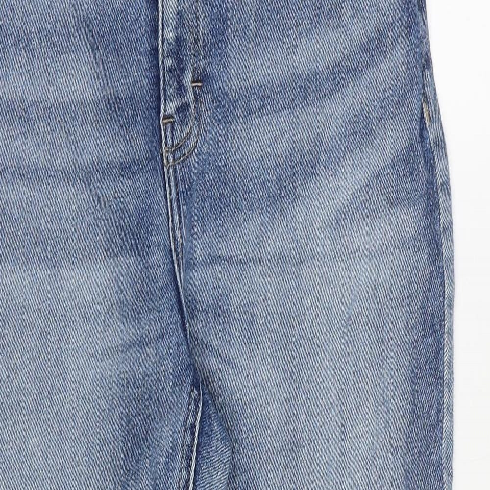 Topshop Womens Blue Cotton Skinny Jeans Size 34 in Regular Zip