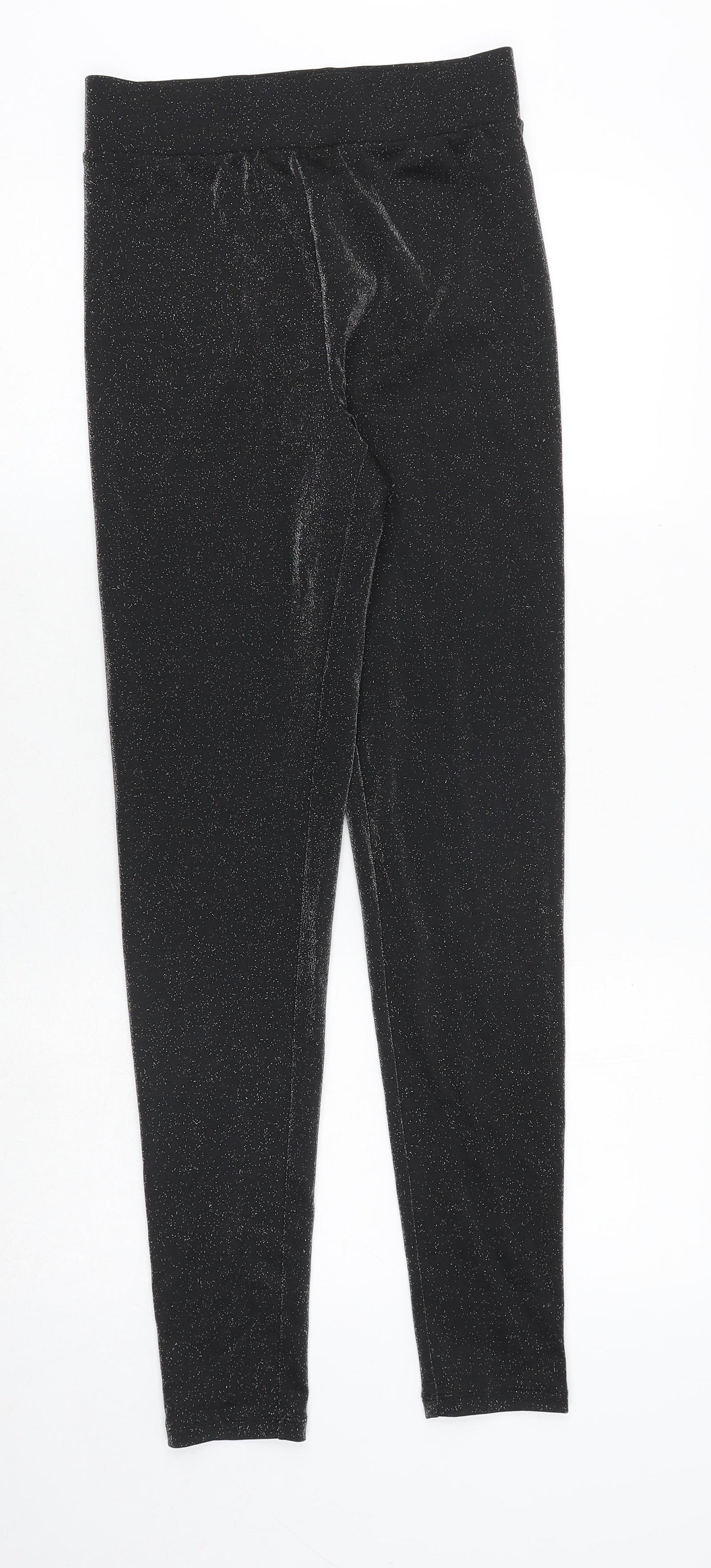 Marks and Spencer Womens Black Polyamide Trousers Size 8 Regular