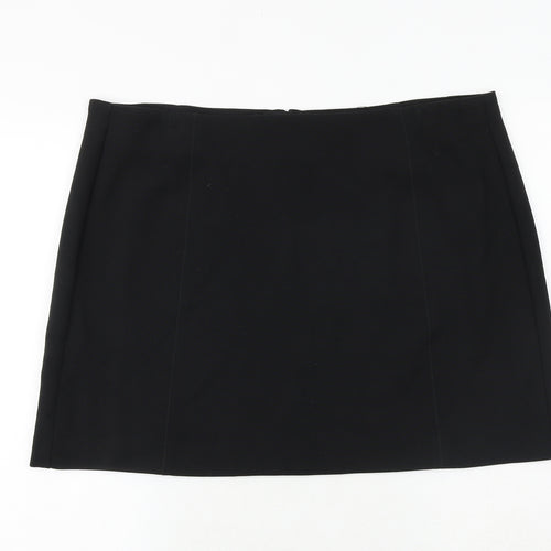 Marks and Spencer Womens Black Polyester A-Line Skirt Size 20 Zip