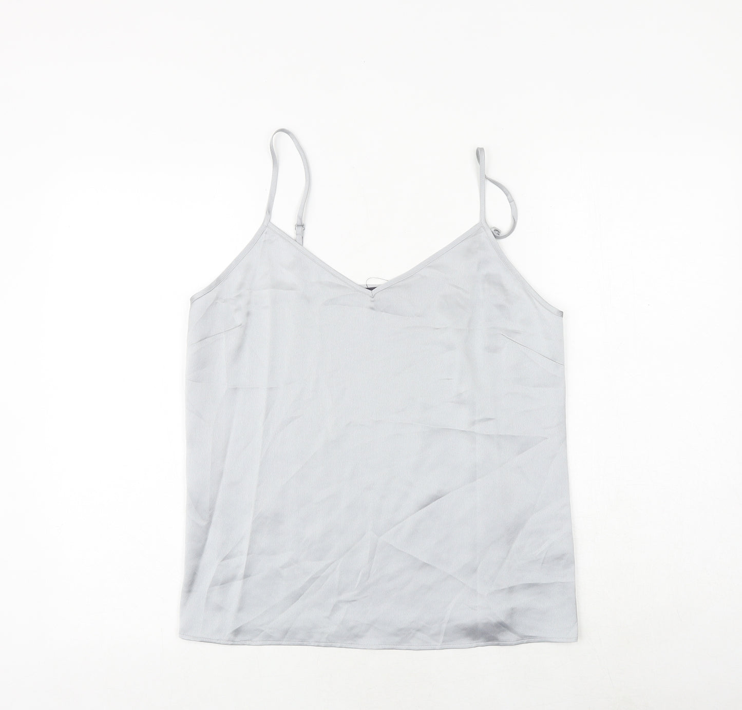Marks and Spencer Womens Silver Polyester Basic Tank Size 12 V-Neck