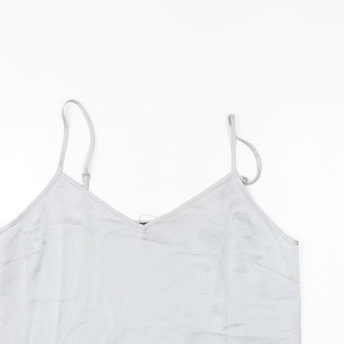Marks and Spencer Womens Silver Polyester Basic Tank Size 12 V-Neck