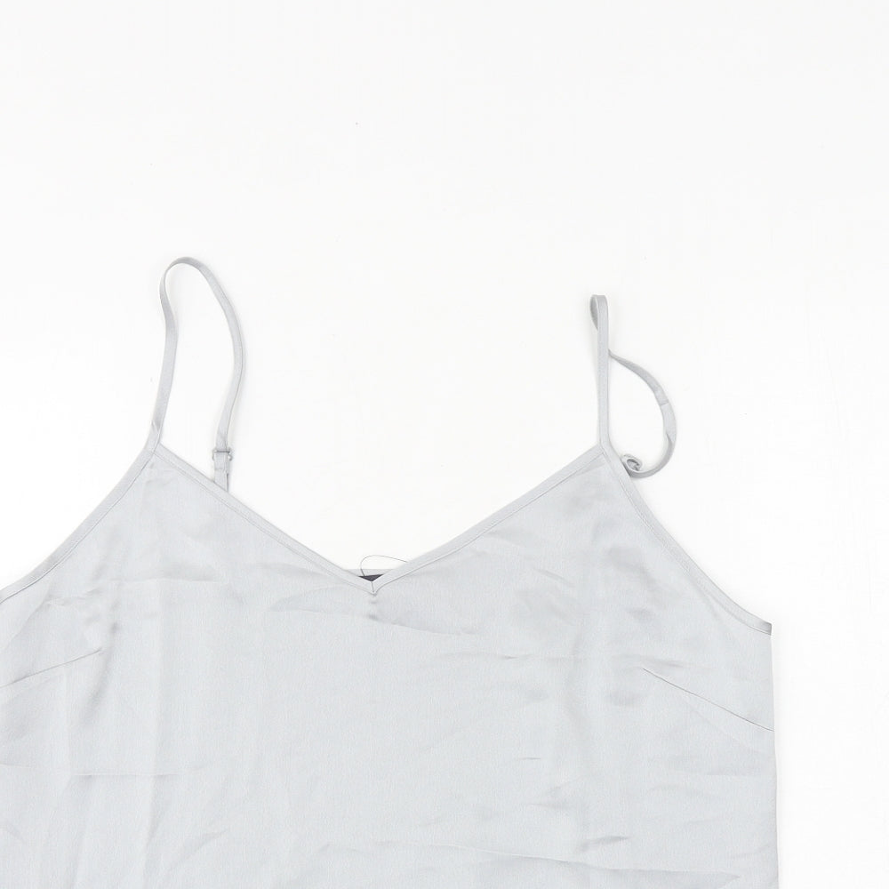 Marks and Spencer Womens Silver Polyester Basic Tank Size 12 V-Neck