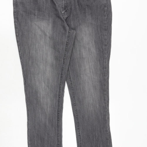 Therapy Womens Grey Cotton Skinny Jeans Size 16 Extra-Slim Zip