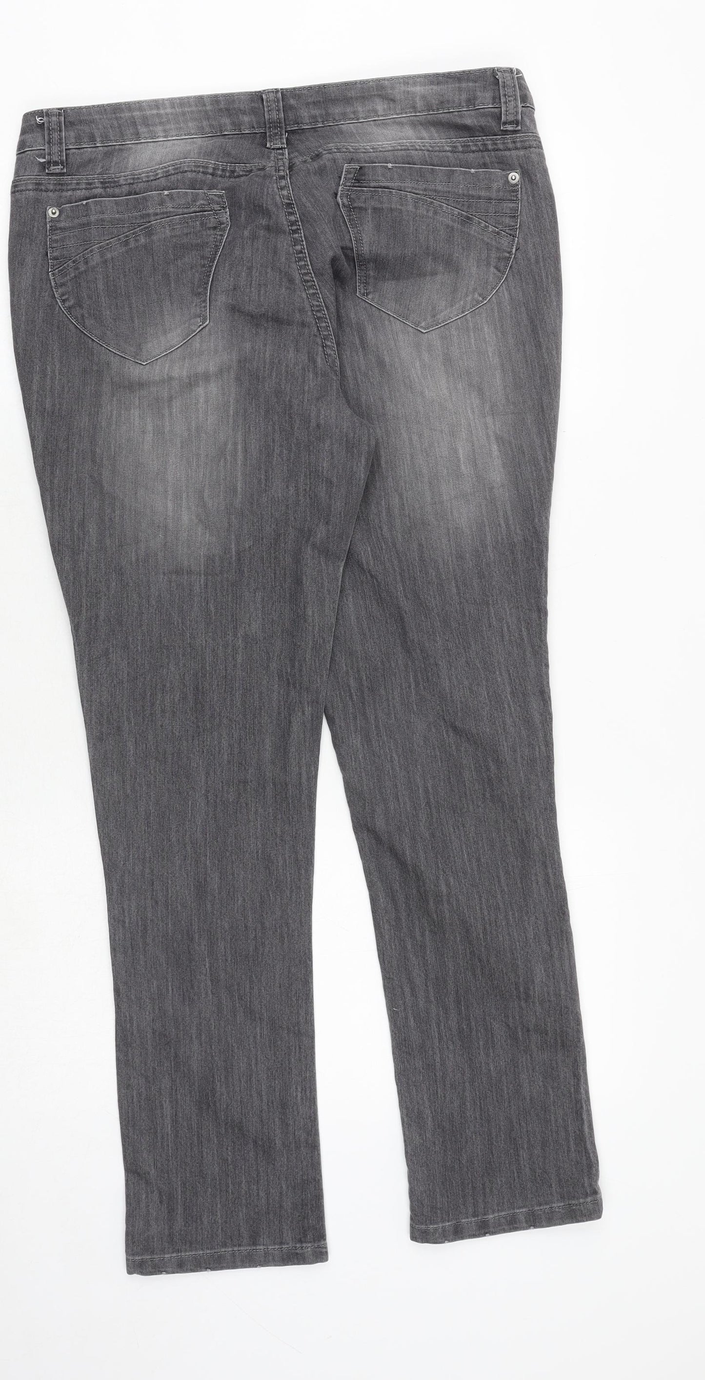 Therapy Womens Grey Cotton Skinny Jeans Size 16 Extra-Slim Zip