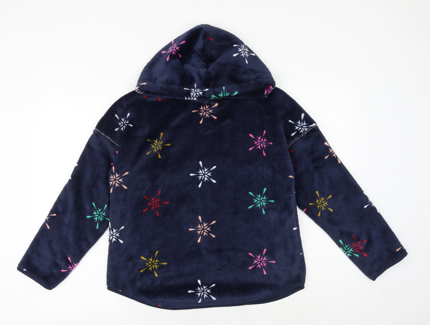 Marks and Spencer Womens Blue Geometric Polyester Pullover Hoodie Size S Pullover