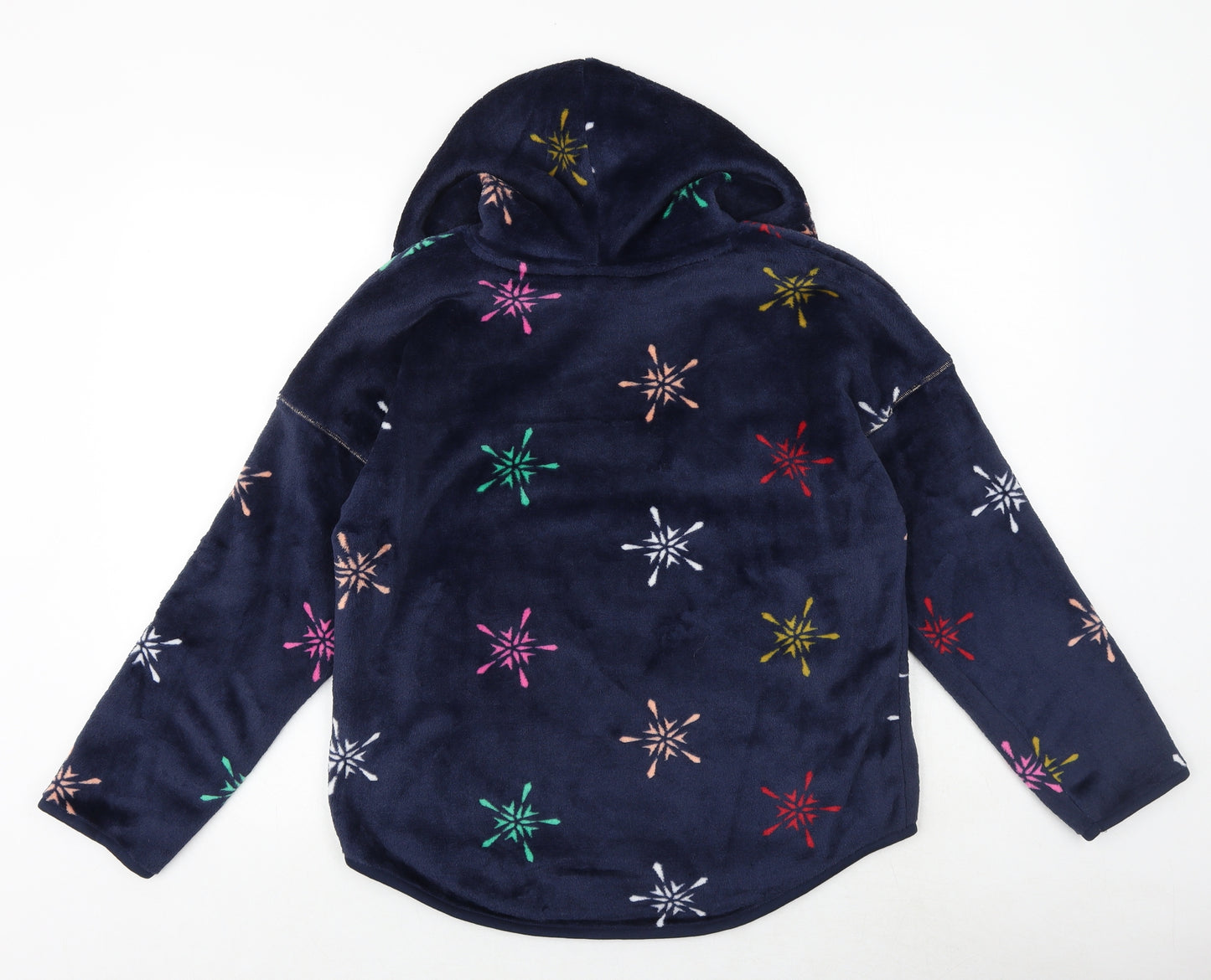 Marks and Spencer Womens Blue Geometric Polyester Pullover Hoodie Size S Pullover