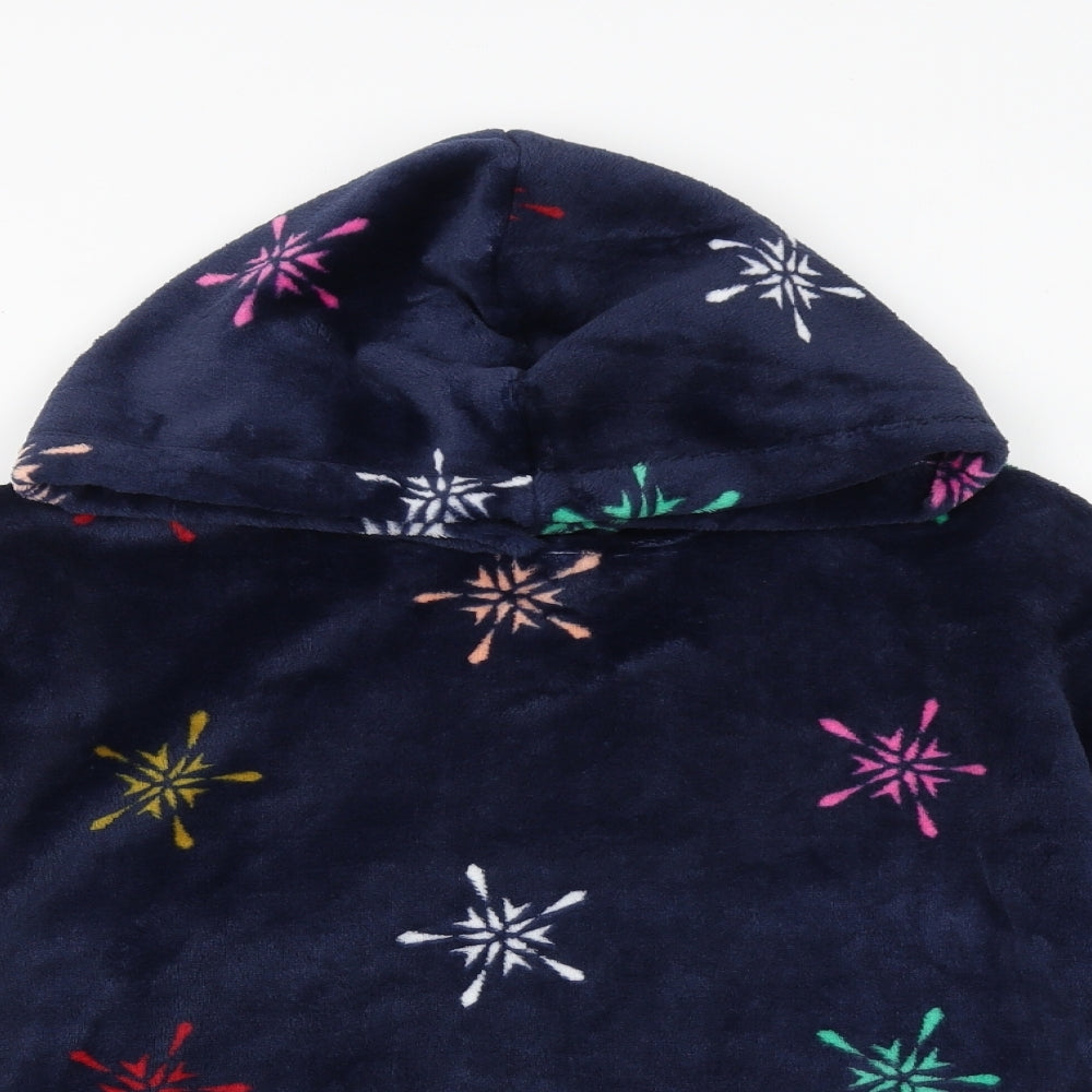 Marks and Spencer Womens Blue Geometric Polyester Pullover Hoodie Size S Pullover
