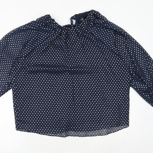 Marks and Spencer Womens Black Polka Dot Polyester Basic Blouse Size 10 Round Neck
