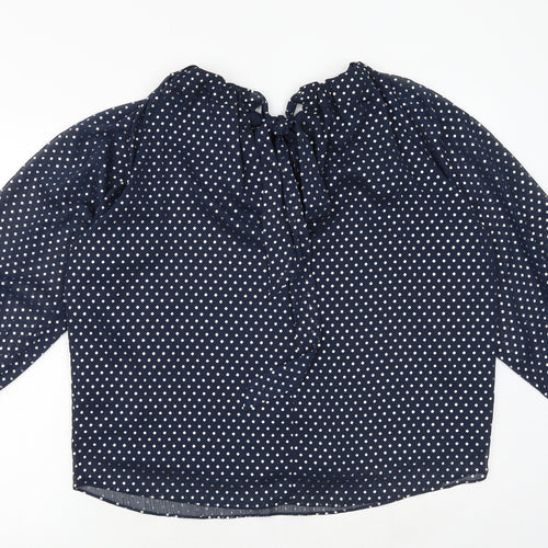 Marks and Spencer Womens Black Polka Dot Polyester Basic Blouse Size 10 Round Neck