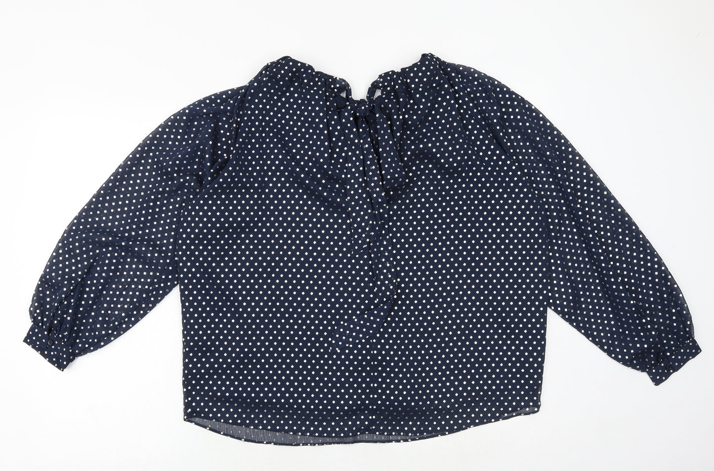 Marks and Spencer Womens Black Polka Dot Polyester Basic Blouse Size 10 Round Neck