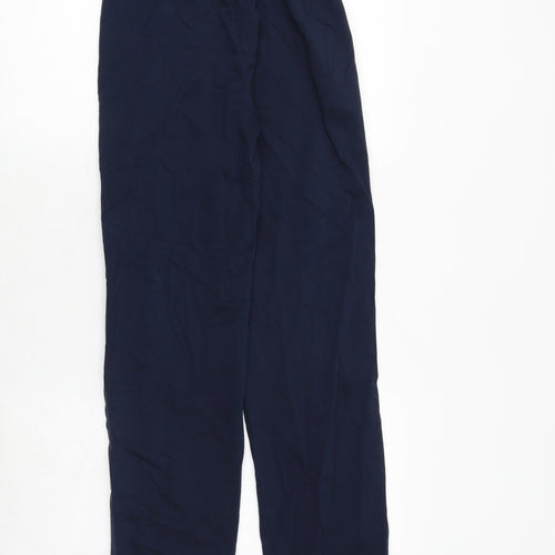 Marks and Spencer Womens Blue Cotton Trousers Size 6 Regular Drawstring