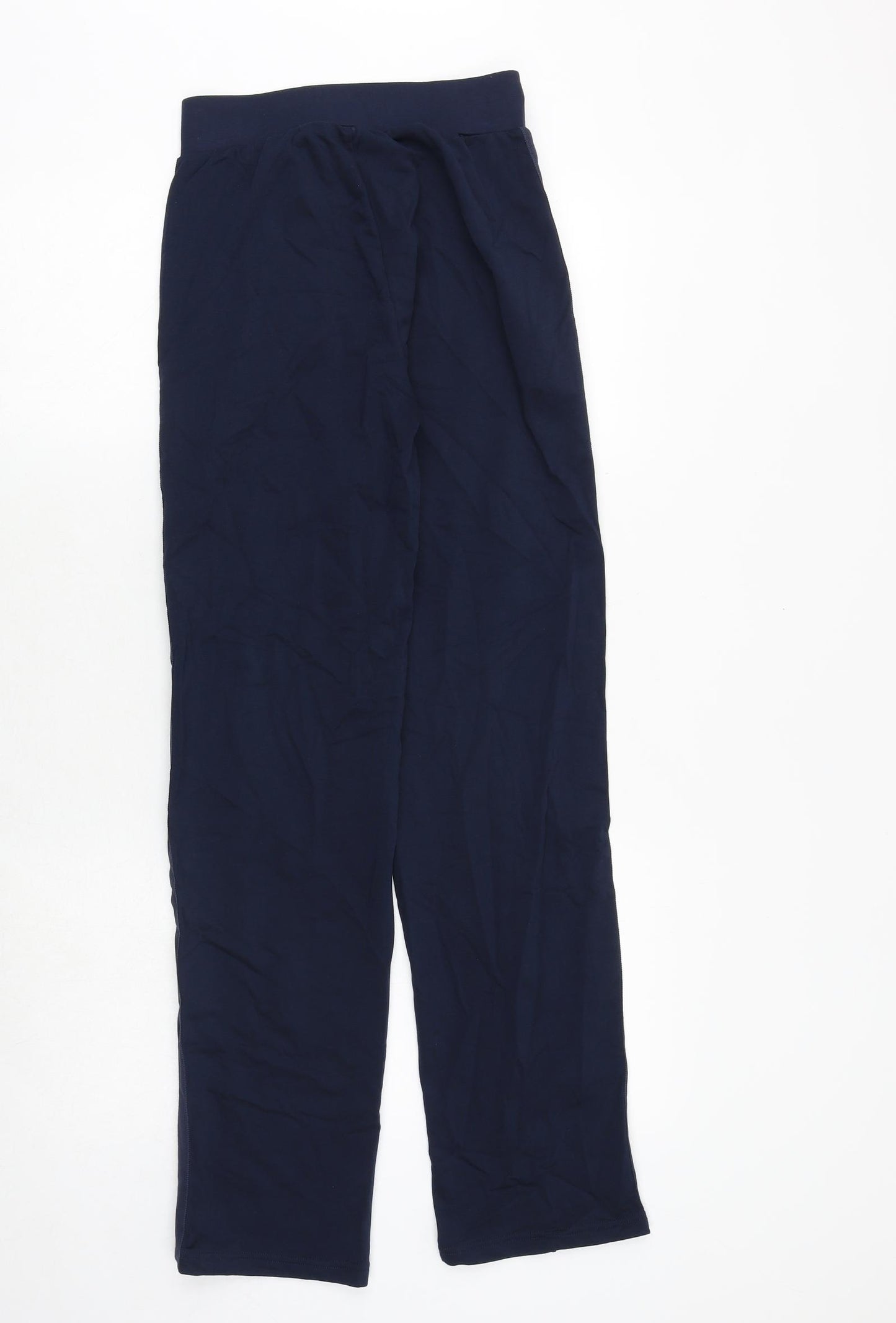 Marks and Spencer Womens Blue Cotton Trousers Size 6 Regular Drawstring