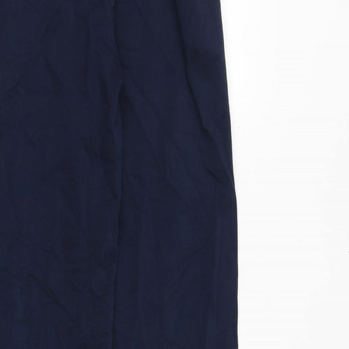 Marks and Spencer Womens Blue Cotton Trousers Size 6 Regular Drawstring