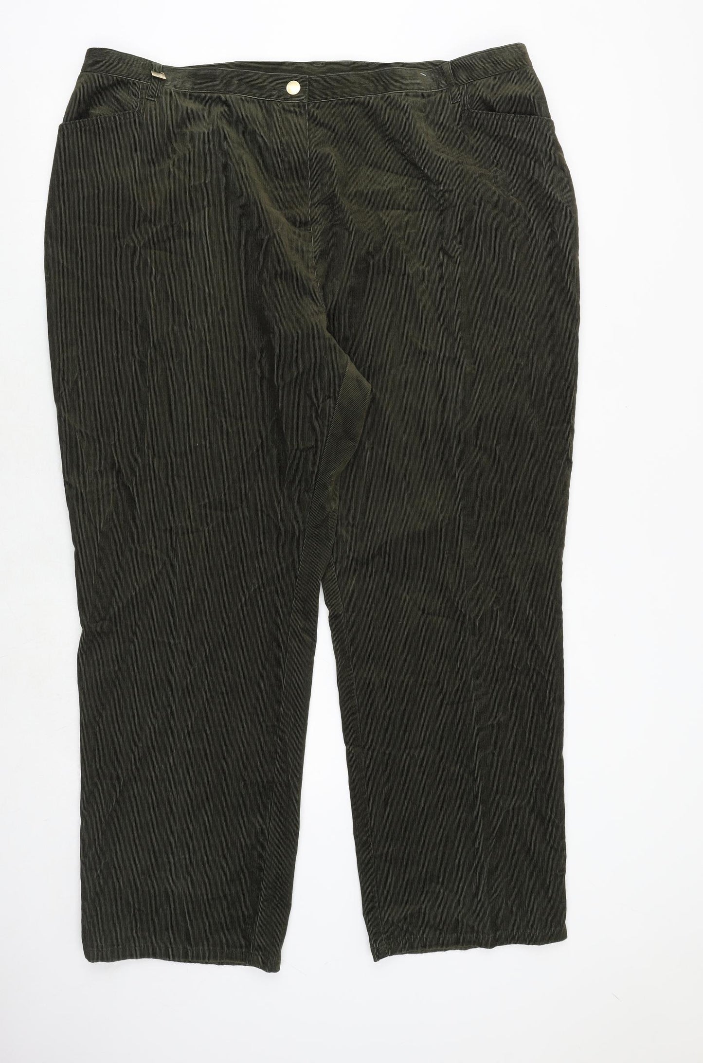 Marks and Spencer Womens Green Cotton Trousers Size 24 Regular