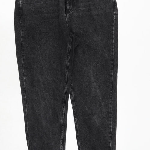 Topshop Womens Black Cotton Tapered Jeans Size 30 in Regular Zip