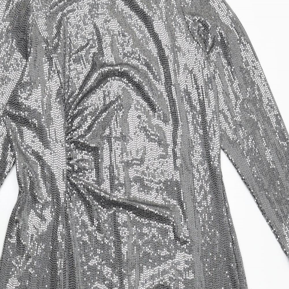 Marks and Spencer Womens Silver Polyester Trapeze & Swing Size 18 Round Neck Zip