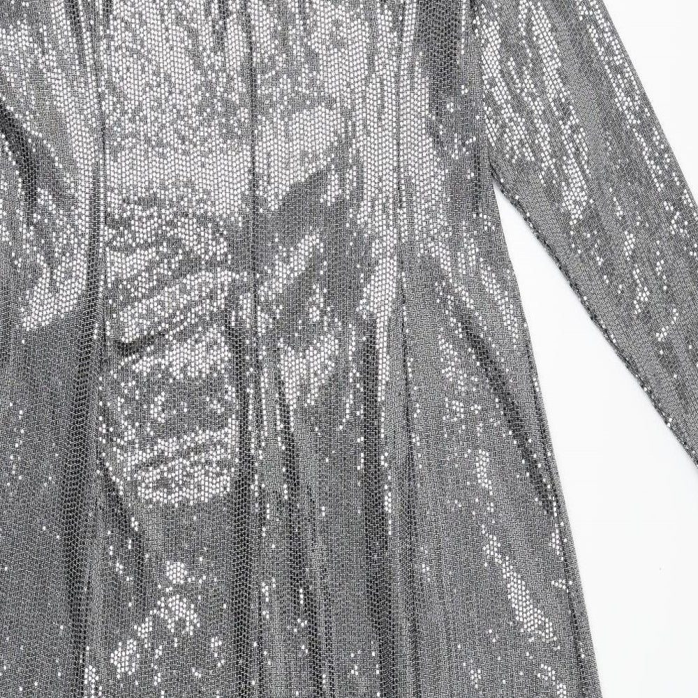 Marks and Spencer Womens Silver Polyester Trapeze & Swing Size 18 Round Neck Zip