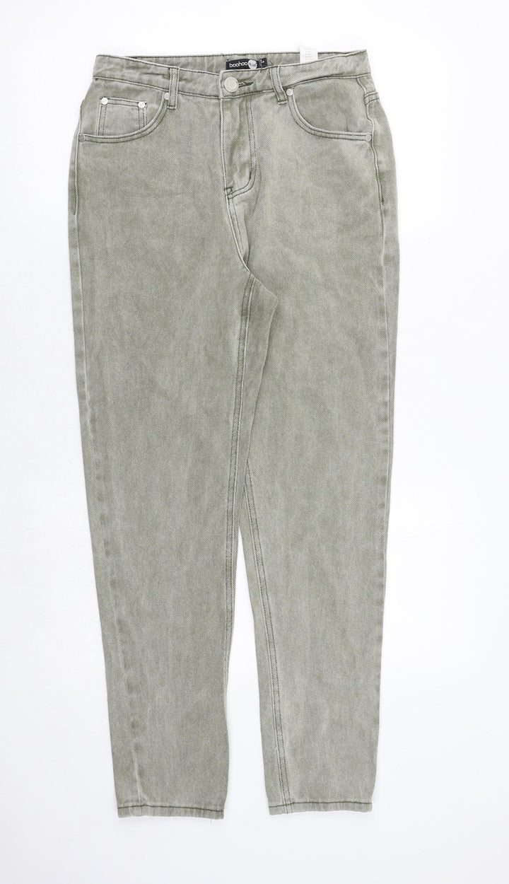 Boohoo Womens Green Cotton Skinny Jeans Size 10 Regular Zip