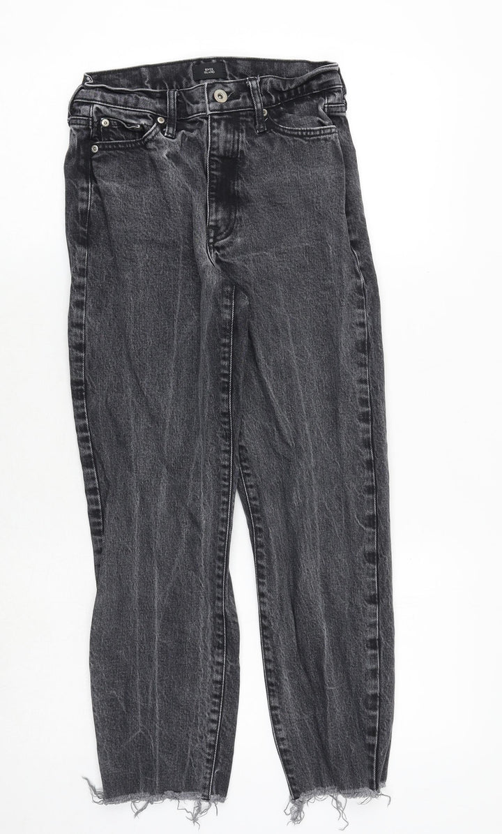 River Island Womens Grey Cotton Straight Jeans Size 6 Regular Zip