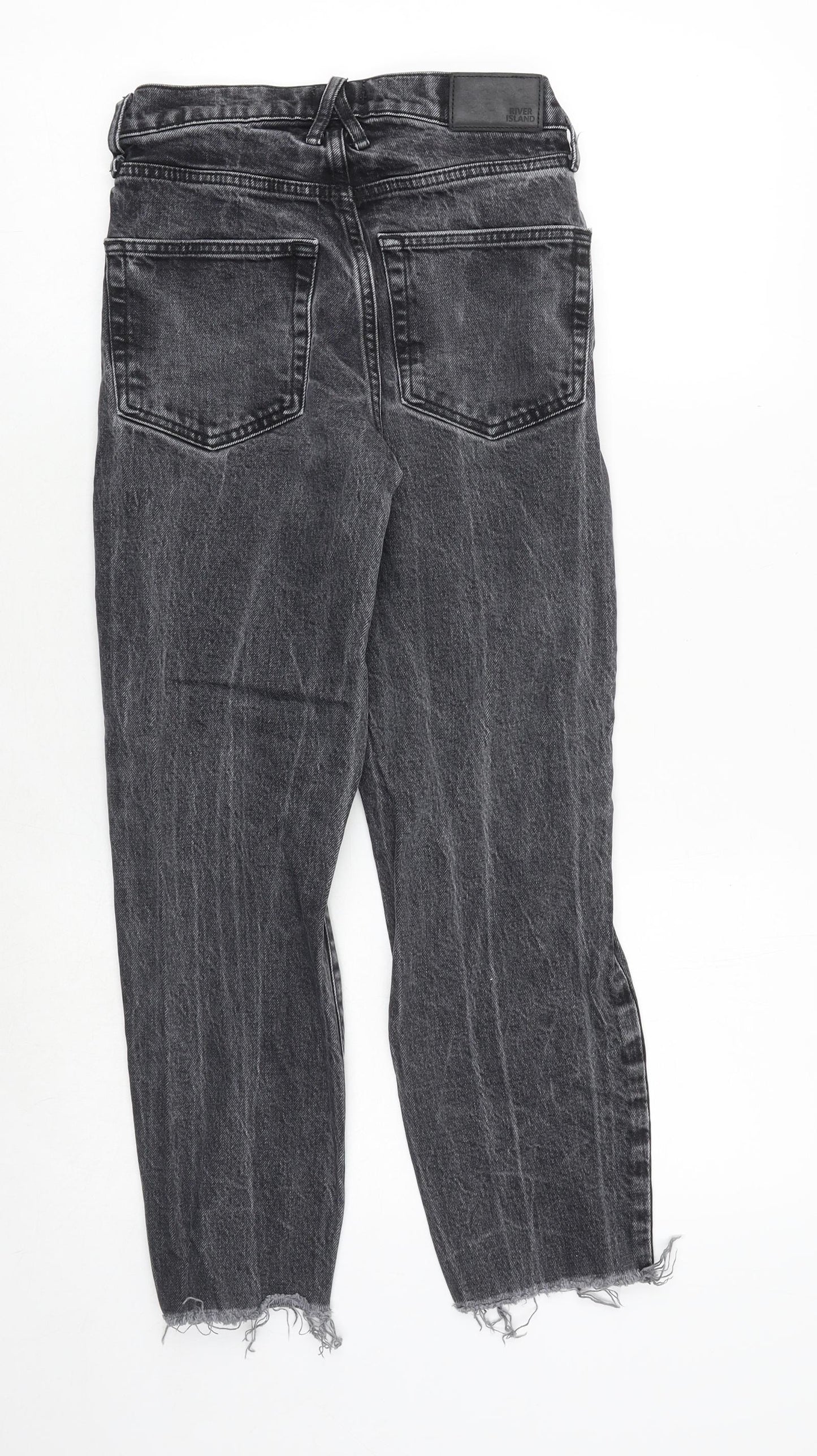 River Island Womens Grey Cotton Straight Jeans Size 6 Regular Zip