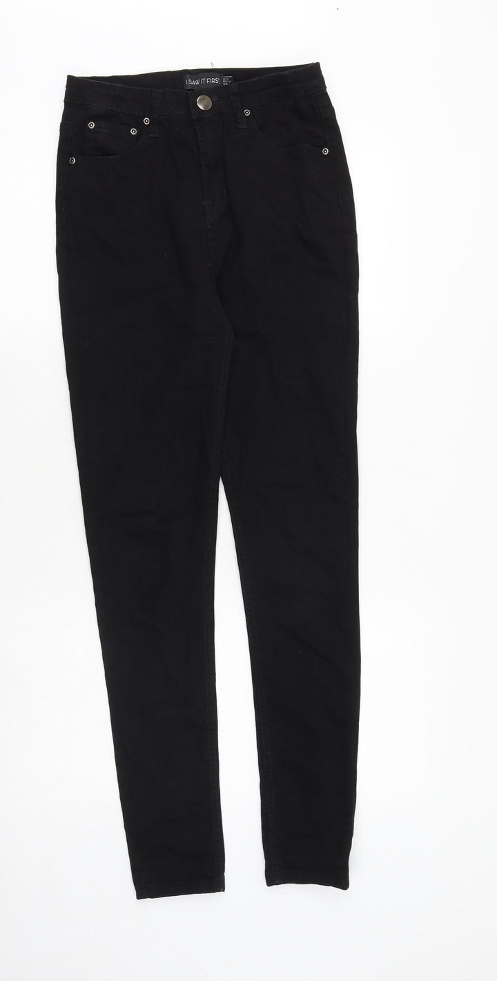 I SAW IT FIRST Womens Black Cotton Skinny Jeans Size 6 Regular Zip