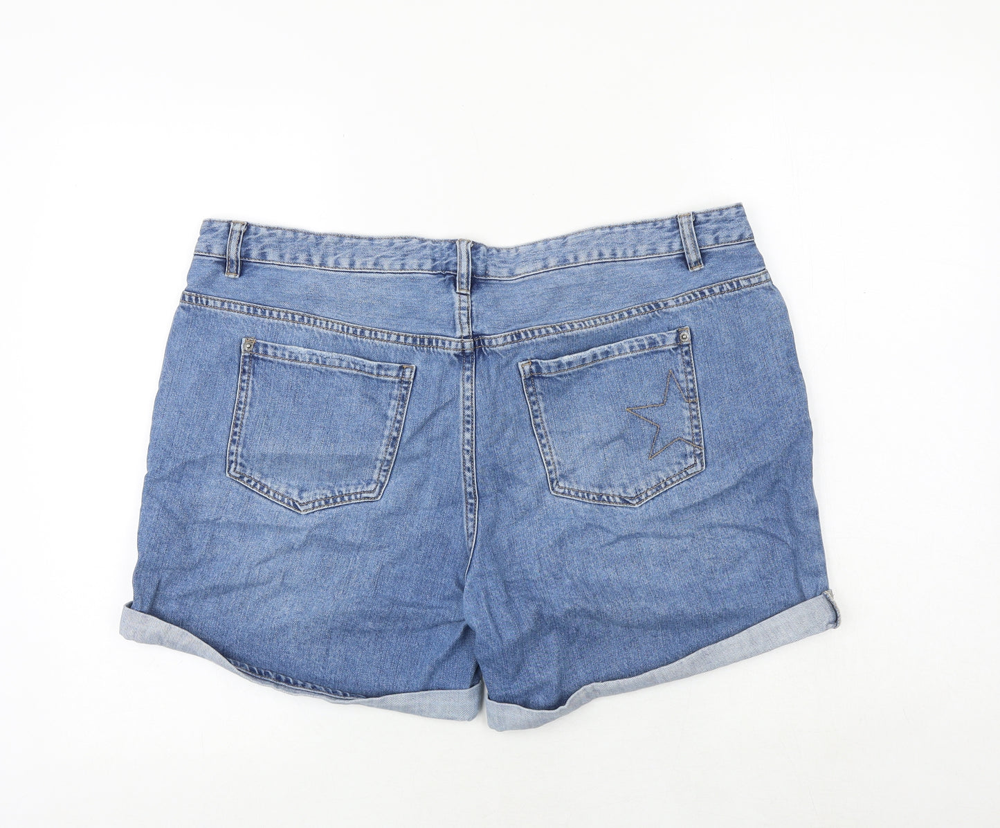 Hush Womens Blue 100% Cotton Mom Shorts Size 16 Regular Zip