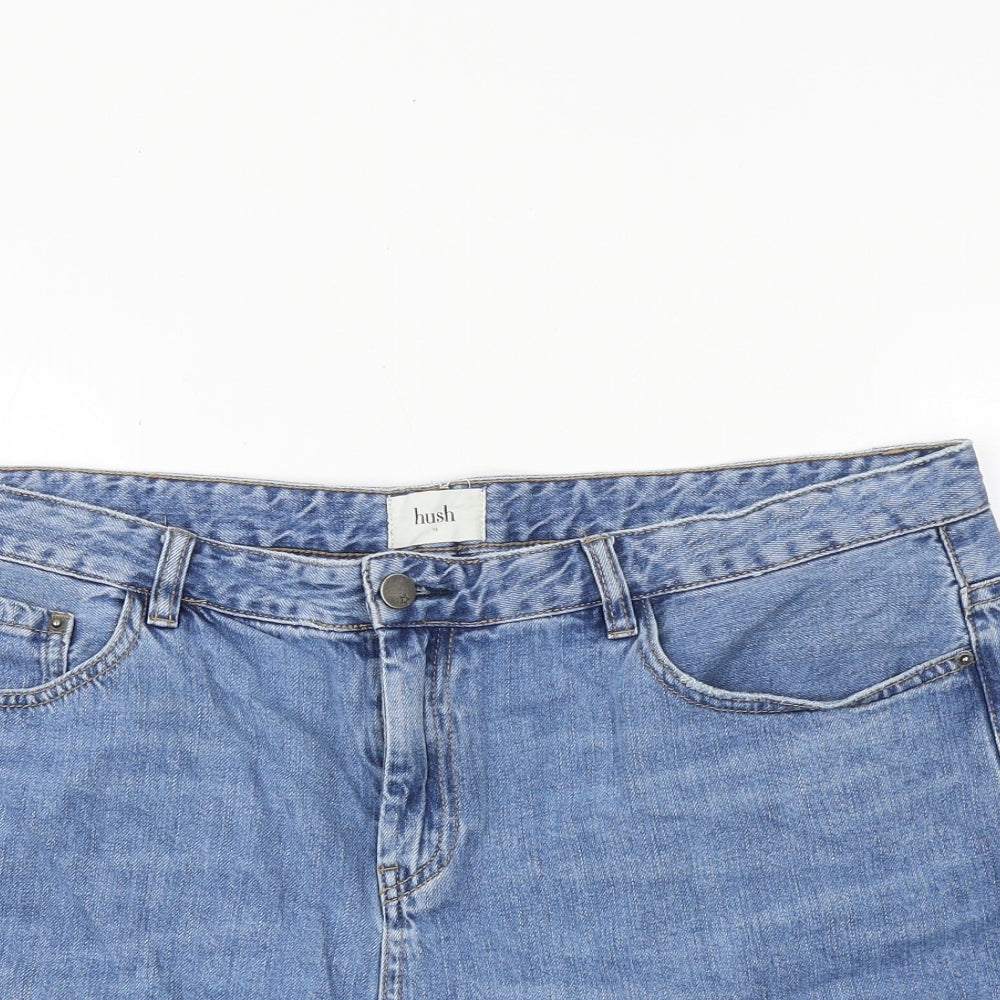 Hush Womens Blue 100% Cotton Mom Shorts Size 16 Regular Zip