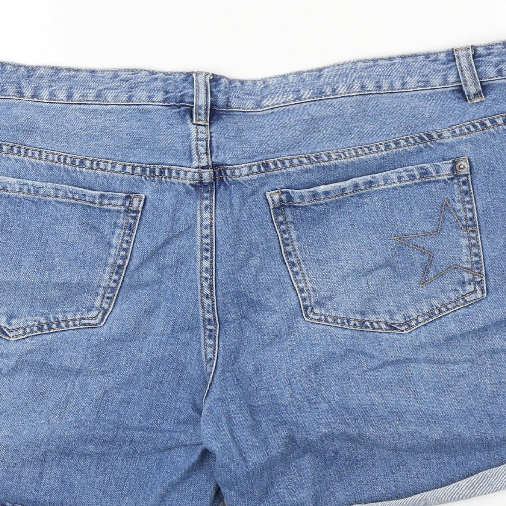 Hush Womens Blue 100% Cotton Mom Shorts Size 16 Regular Zip