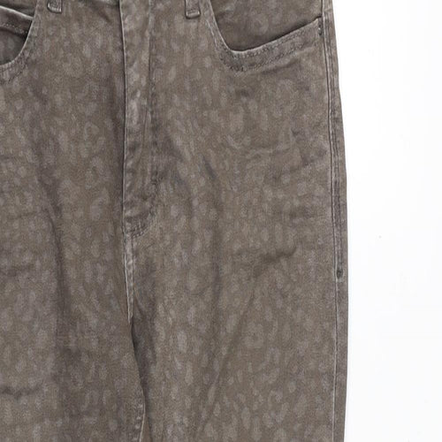 Mac Womens Brown Animal Print Cotton Skinny Jeans Size 10 Regular Zip - Leopard Pattern