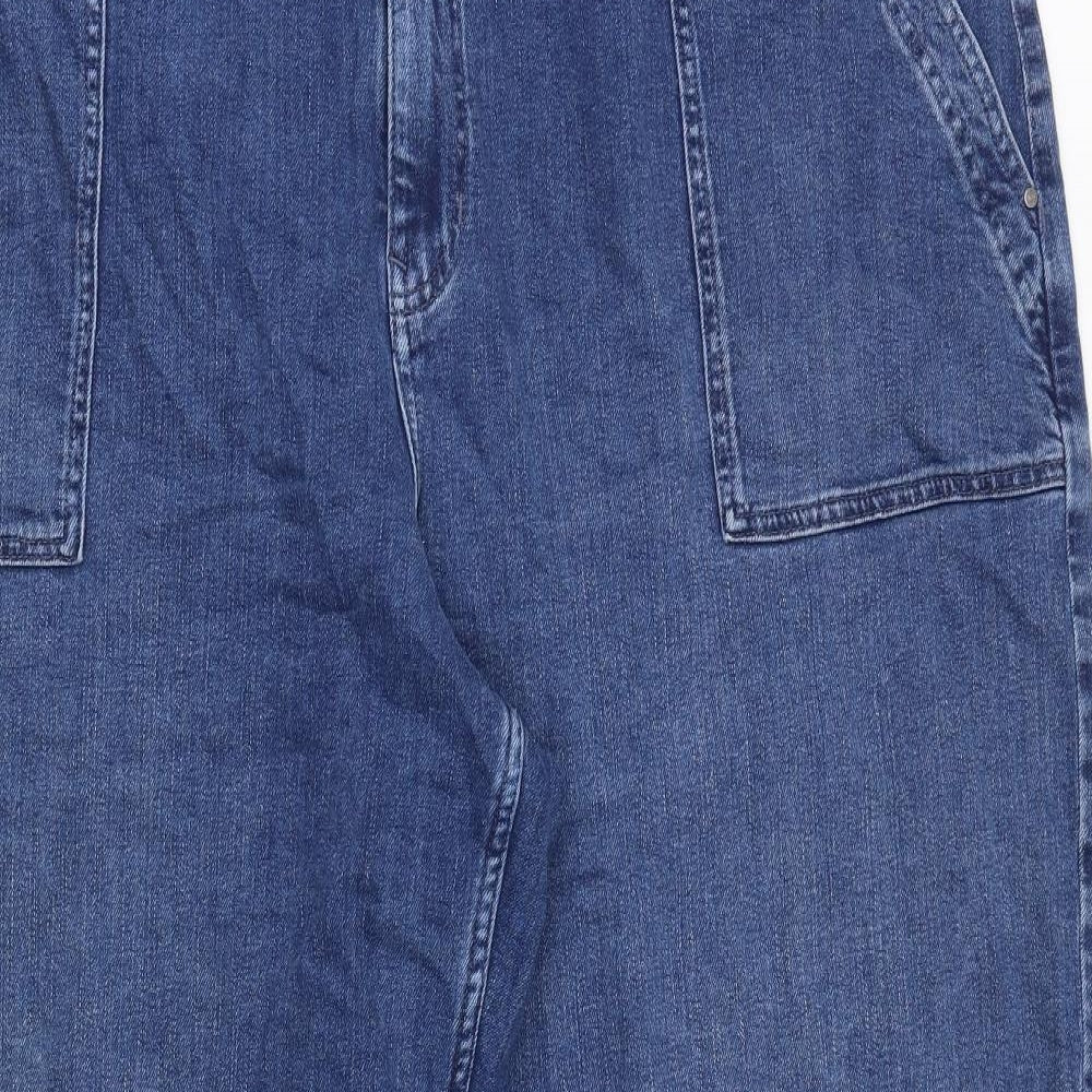 Marks and Spencer Womens Blue Cotton Wide-Leg Jeans Size 24 Regular Zip