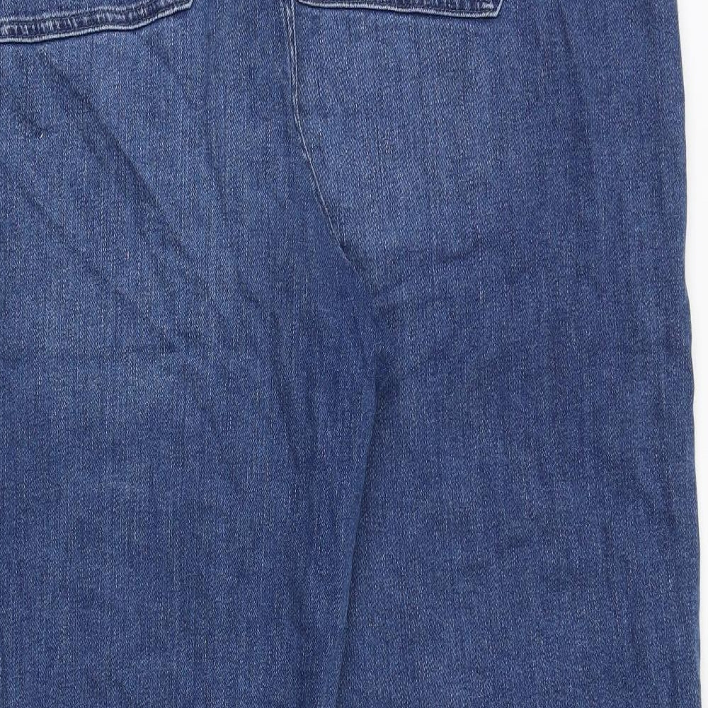 Marks and Spencer Womens Blue Cotton Wide-Leg Jeans Size 24 Regular Zip