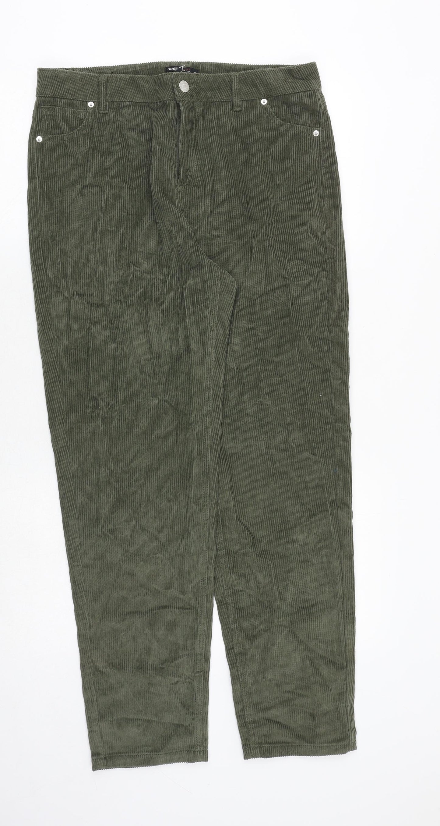 Oodji Womens Green Cotton Trousers Size 16 Regular Zip