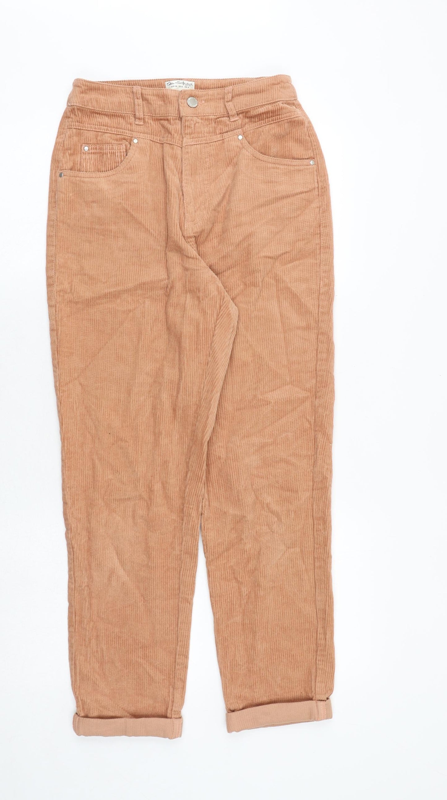 Miss Selfridge Womens Orange Cotton Trousers Size 8 Regular Zip