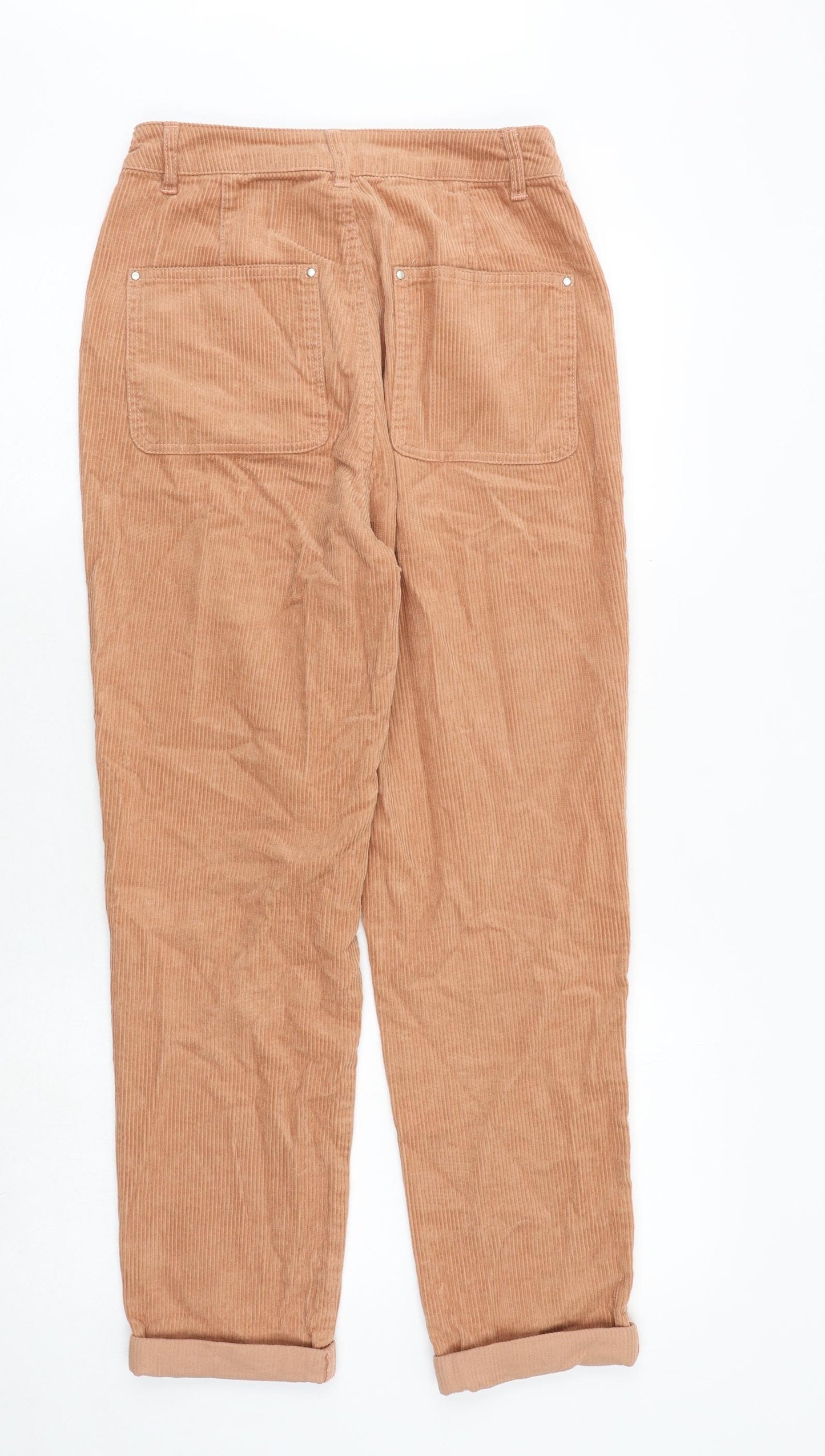 Miss Selfridge Womens Orange Cotton Trousers Size 8 Regular Zip