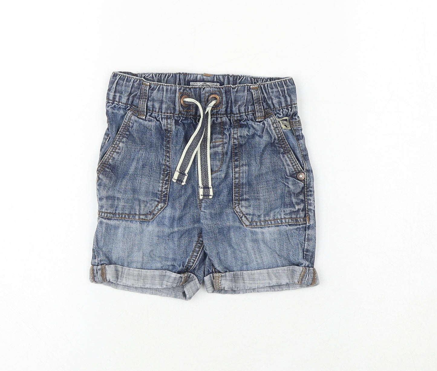 NEXT Boys Blue 100% Cotton Utility Shorts Size 2-3 Years Regular Drawstring