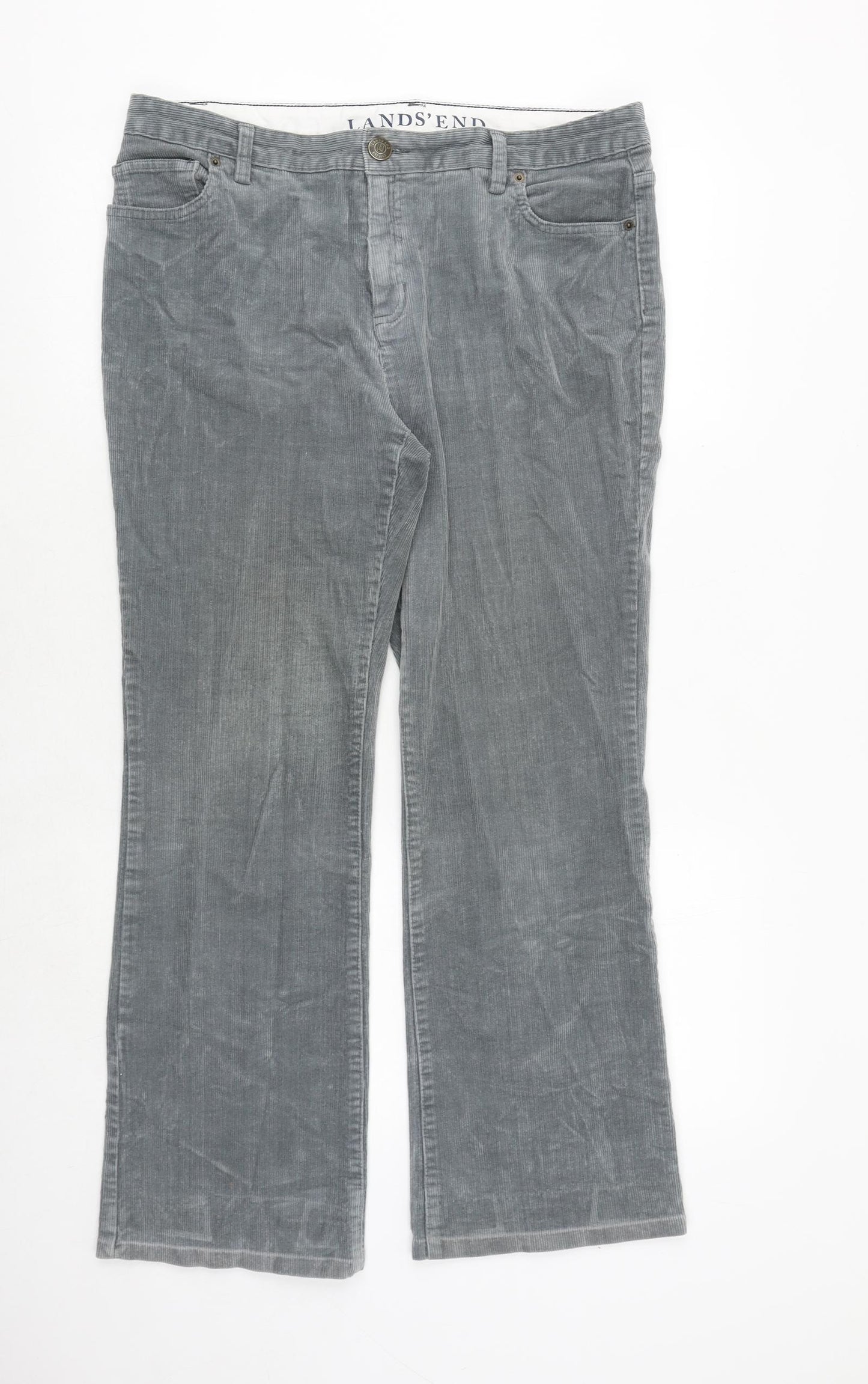 Lands' End Womens Grey Cotton Trousers Size 12 Regular Zip