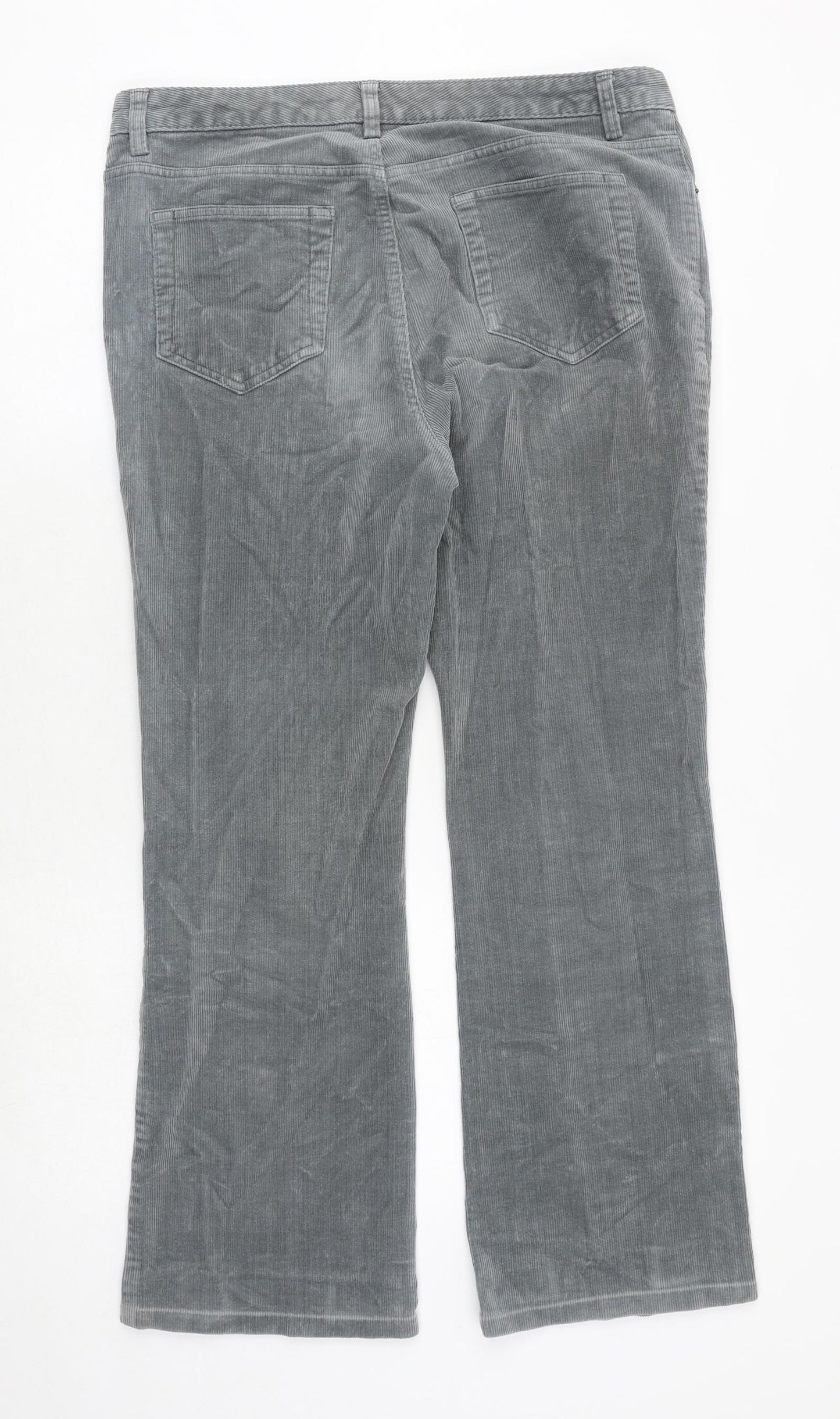 Lands' End Womens Grey Cotton Trousers Size 12 Regular Zip
