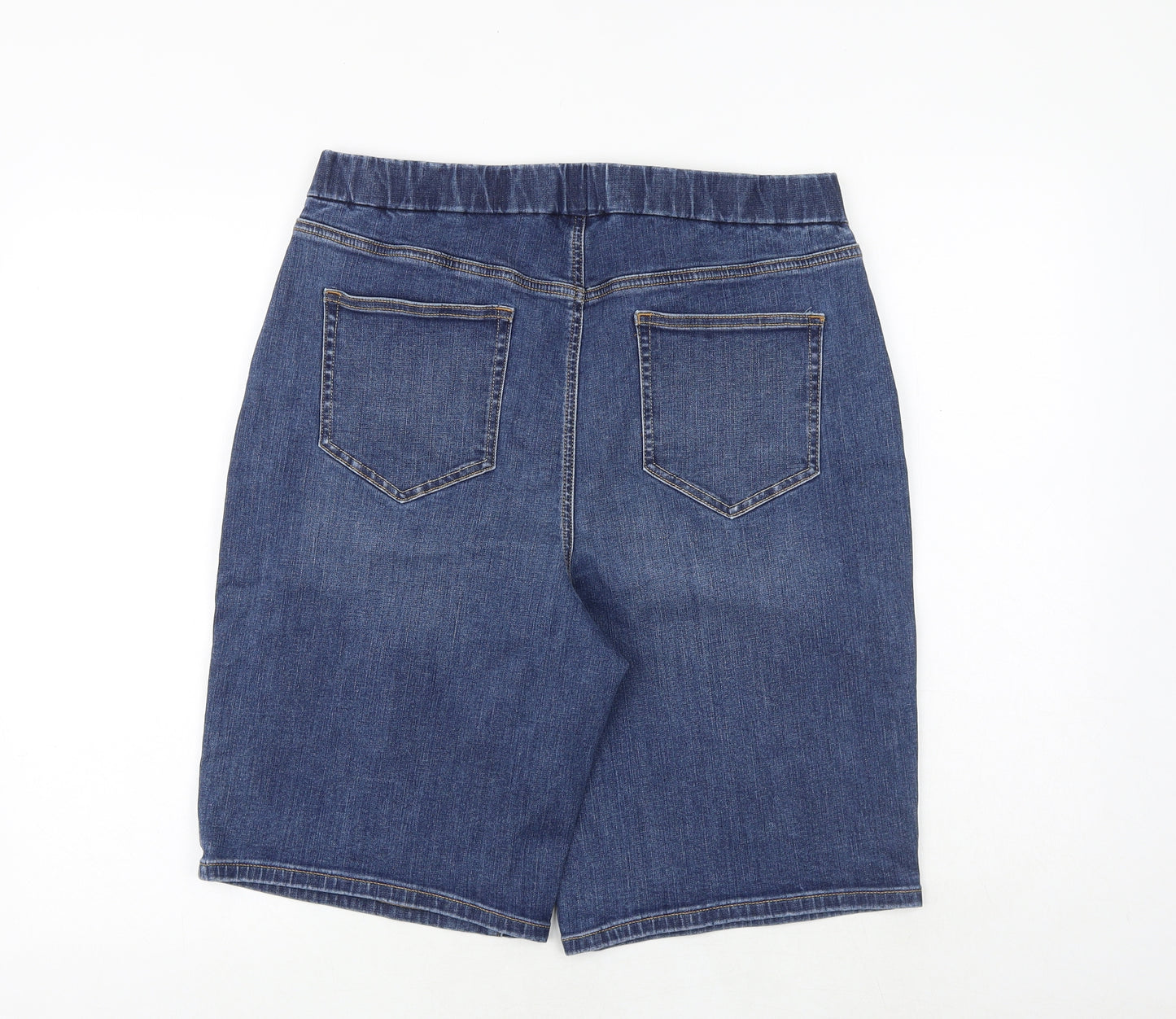 Lands' End Womens Blue Cotton Chino Shorts Size 14 Regular