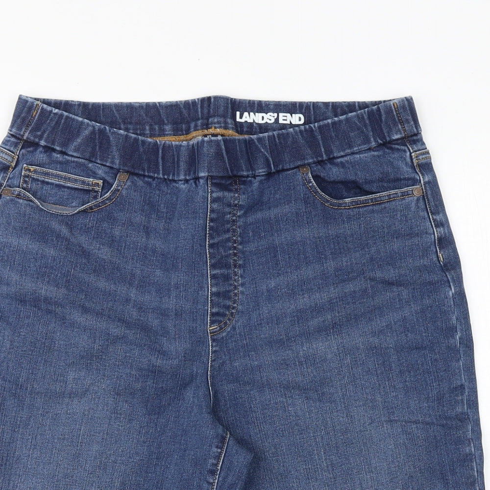 Lands' End Womens Blue Cotton Chino Shorts Size 14 Regular