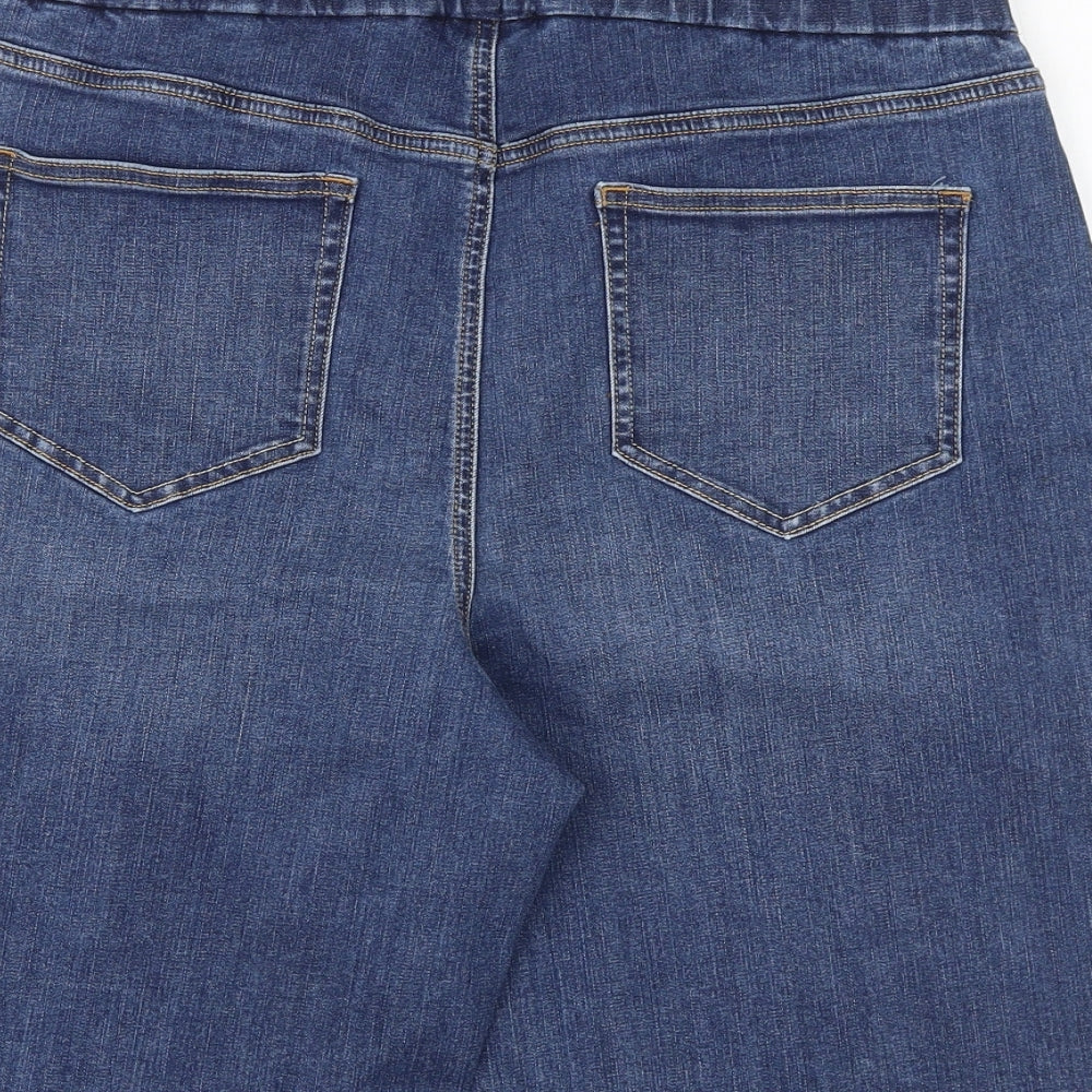 Lands' End Womens Blue Cotton Chino Shorts Size 14 Regular