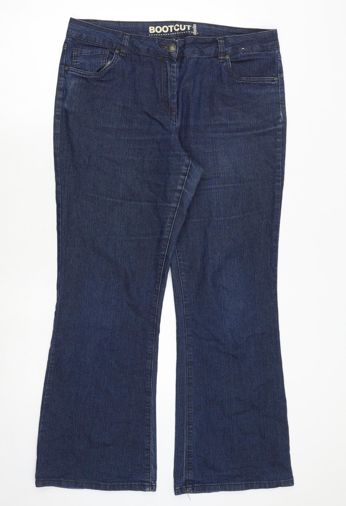 Debenhams Womens Blue Cotton Bootcut Jeans Size 16 Regular Zip