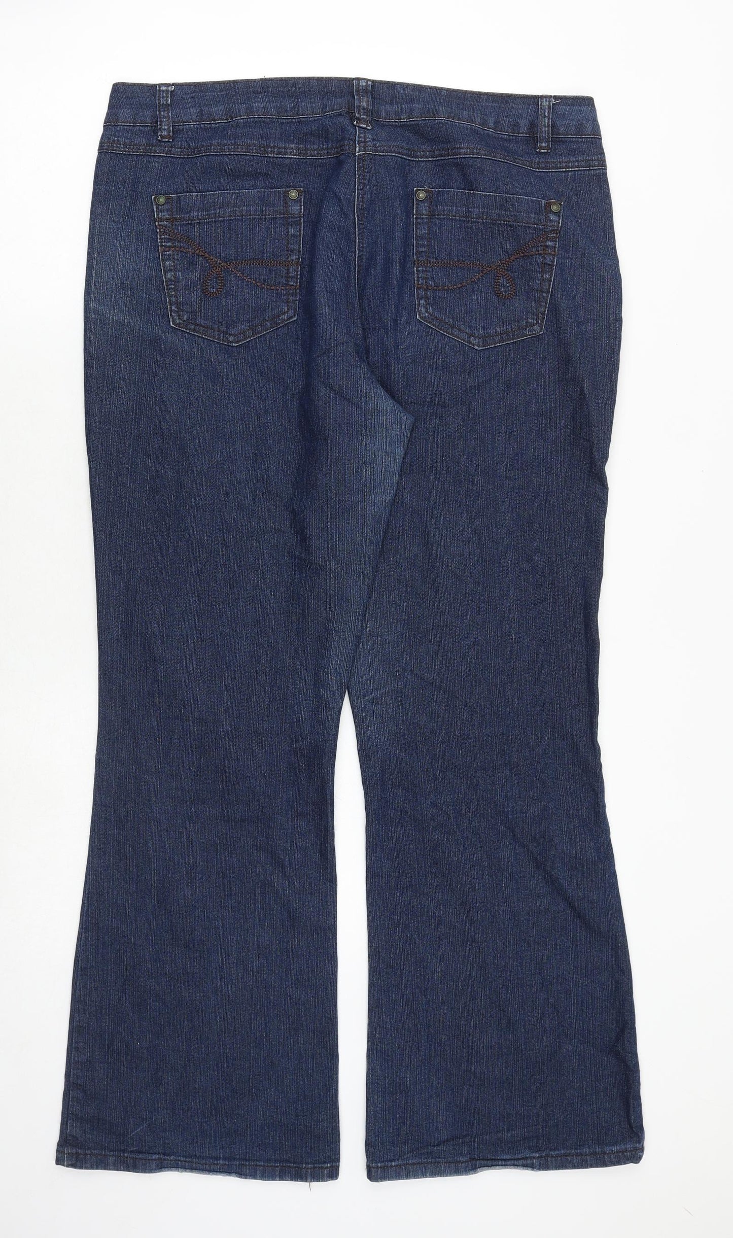 Debenhams Womens Blue Cotton Bootcut Jeans Size 16 Regular Zip