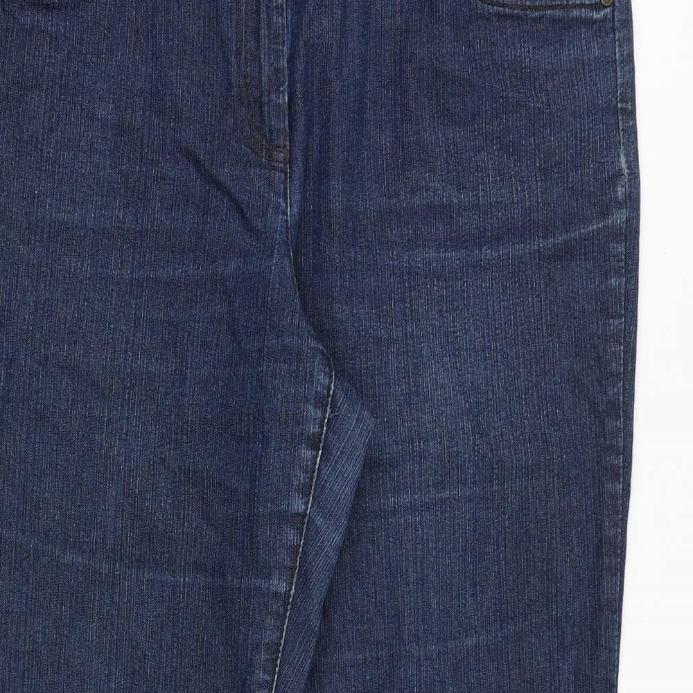 Debenhams Womens Blue Cotton Bootcut Jeans Size 16 Regular Zip