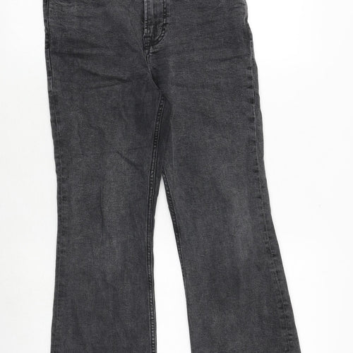 Mango Womens Grey Cotton Bootcut Jeans Size 8 Regular Zip - Frayed Hem