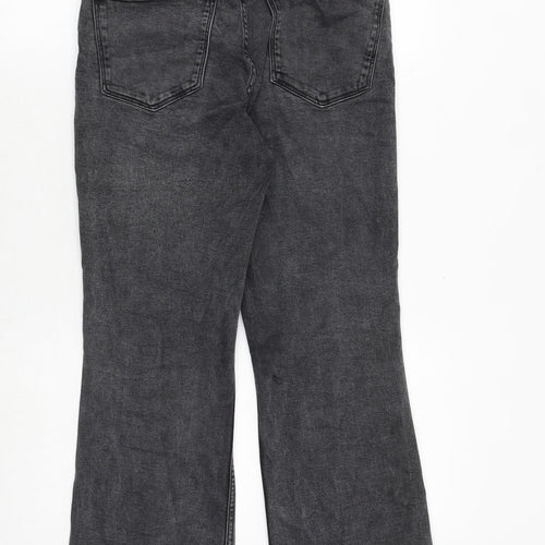 Mango Womens Grey Cotton Bootcut Jeans Size 8 Regular Zip - Frayed Hem